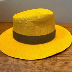 Yellow Straw Panama Fedora Hat